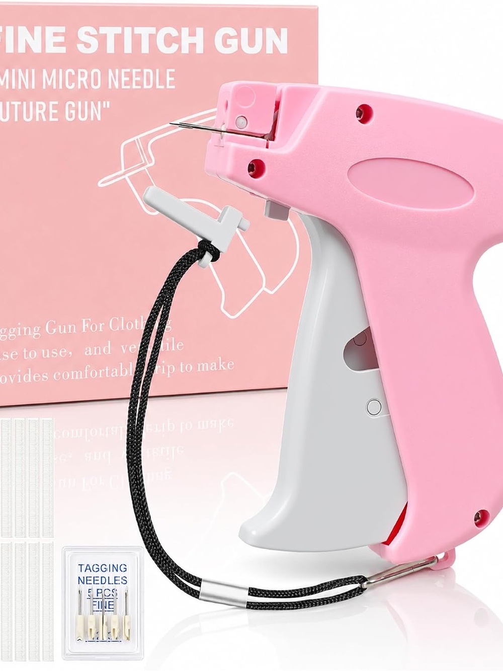 Pink Handheld Fine Stitch Tagging Gun - Easy Garment Labeler